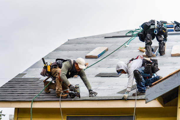 Professional Gutter Installation technician working in Victoria, MN